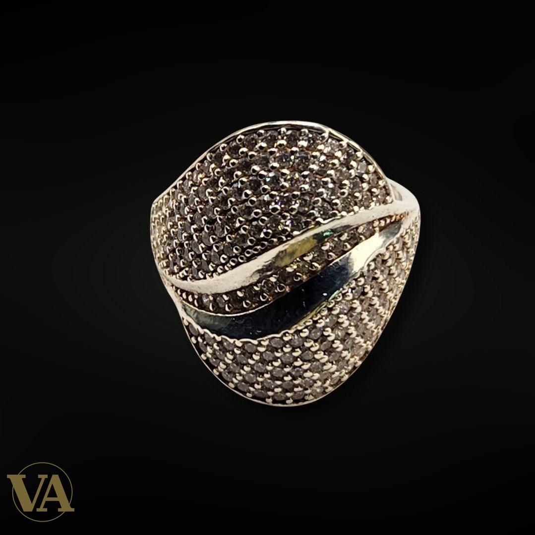 Bague argent 925 T59 pavée zirconiums – 6,3 g