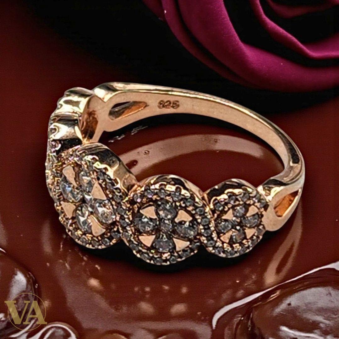 Bague Femme Argent 925 Plaqué Or Rose – Trilogie Zircons