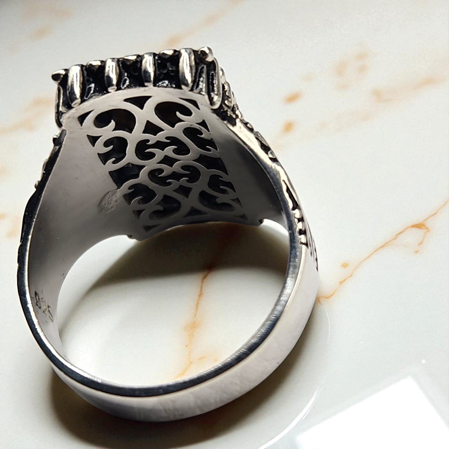 Bague homme argent 925 avec Œil de Tigre naturel