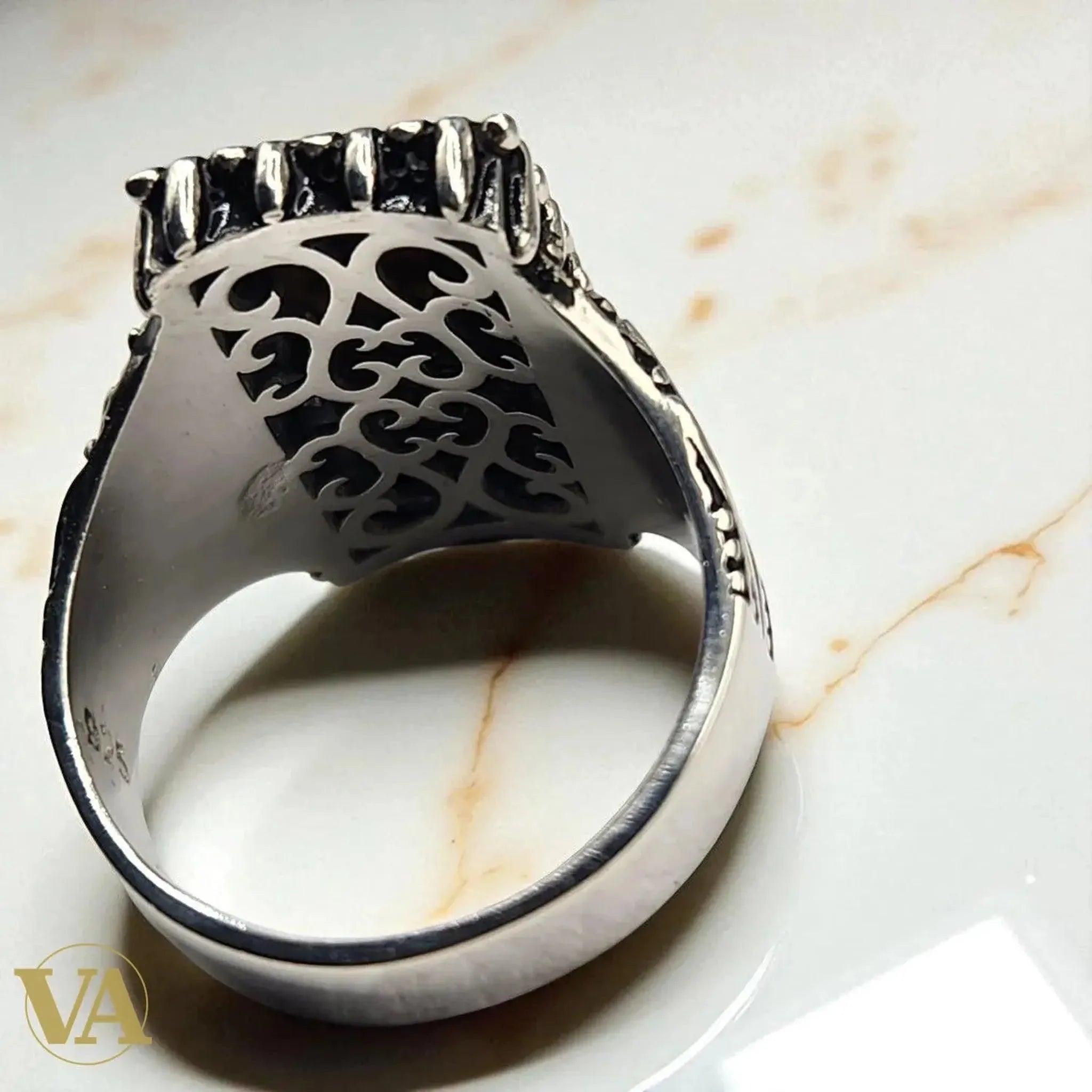 Bague homme argent 925 avec Œil de Tigre naturel - Argent 925 - Vindicta