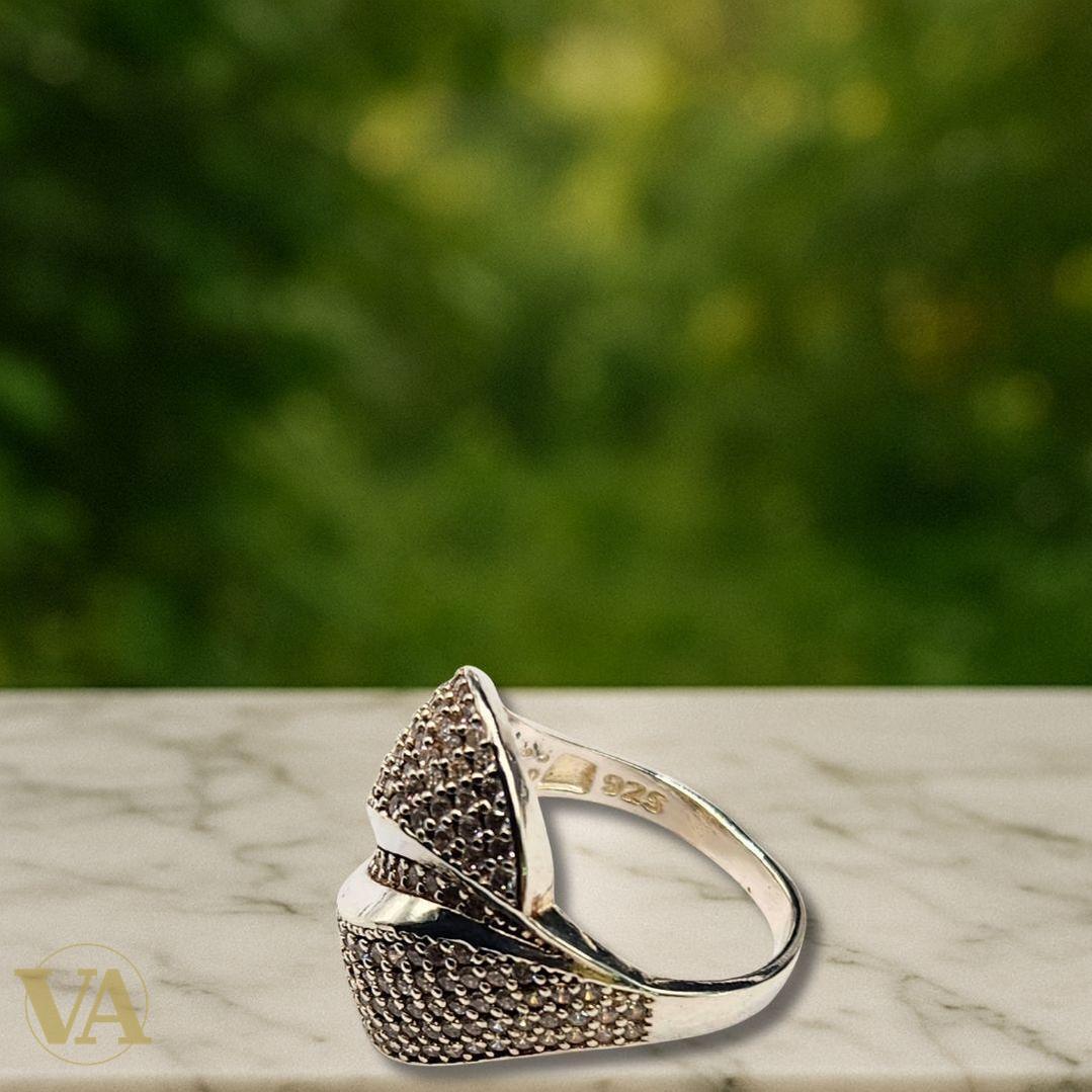 Bague argent 925 T59 pavée zirconiums – 6,3 g