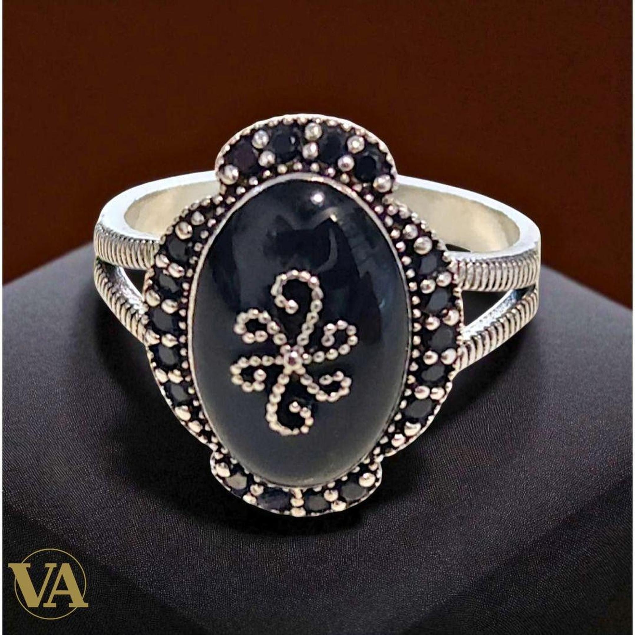 Bague Femme Argent 925 & Onyx noir ovale-Vindicta : Bijoux Argent 925 Massif, Luxe et Héritage