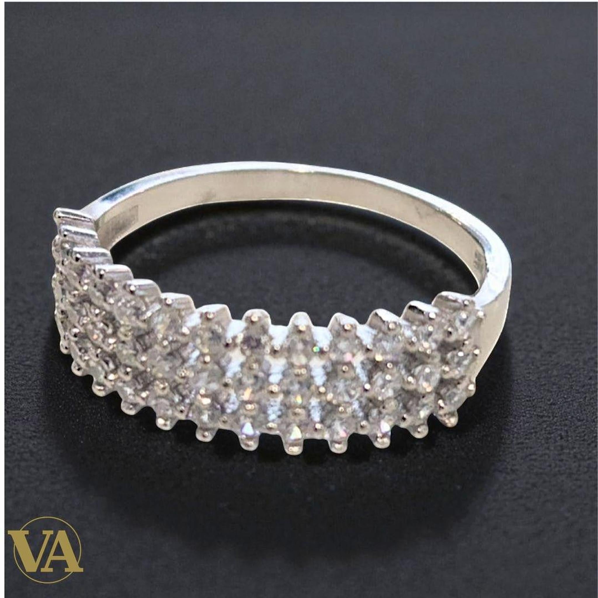 Bague Femme Argent 925 Pavée Zircons 3 Rangs - Argent 925 - Vindicta