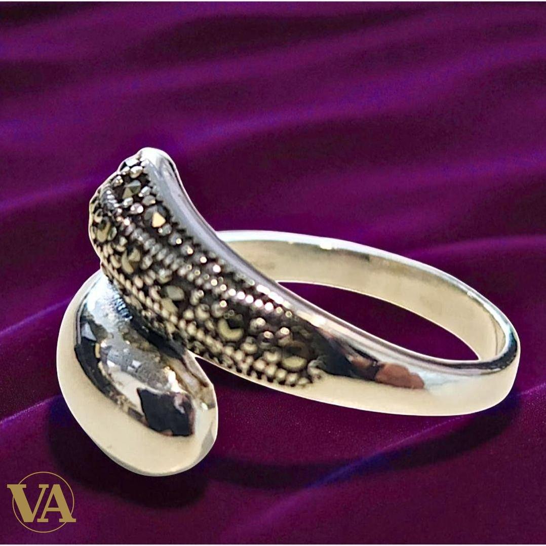 Bague Argent 925 Serpent Marcassites