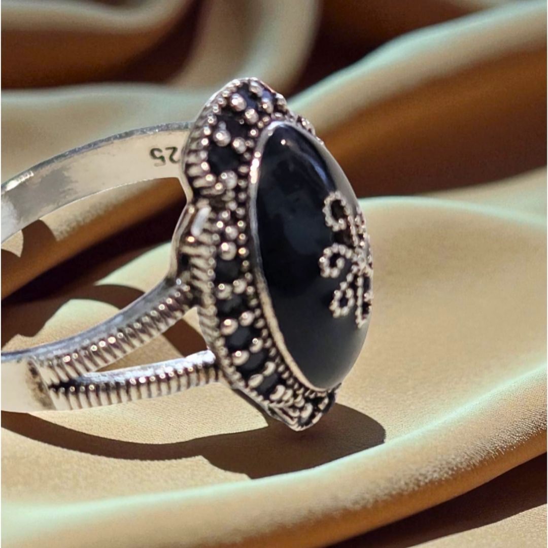 Bague Femme Argent 925 & Onyx noir ovale