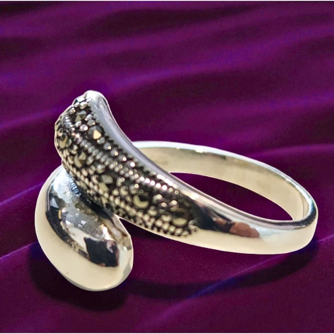 Bague Argent 925 Serpent Marcassites