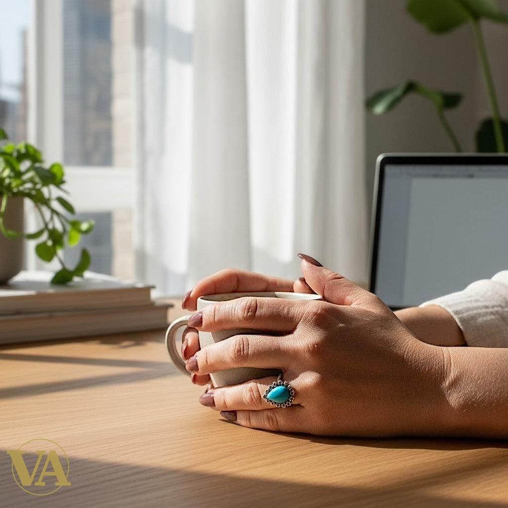 Bague Turquoise Goutte Argent 925 & Marcassites