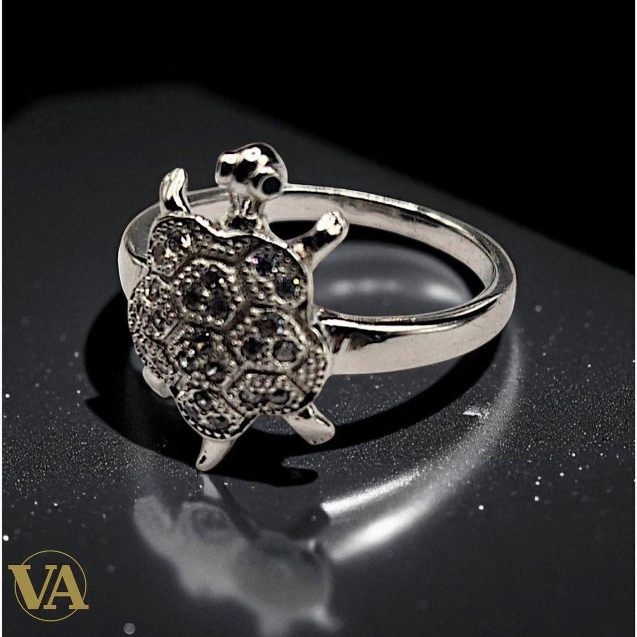 Bague femme argent 925 tortue sertie d’oxydes scintillants | Bijoux Vindicta