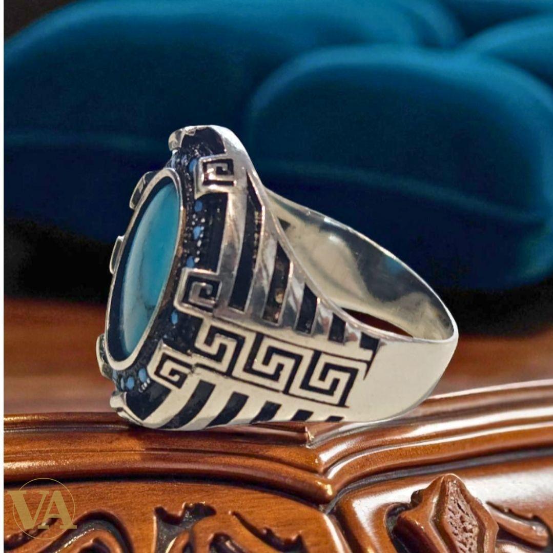Bague Homme Argent 925 & Turquoise ovale