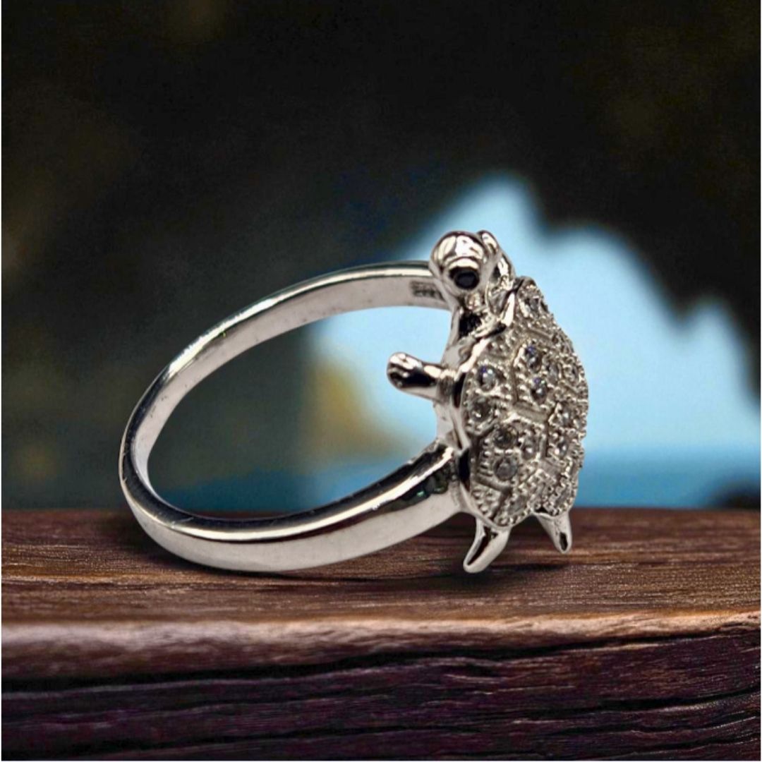 Bague femme argent 925 tortue sertie d’oxydes scintillants