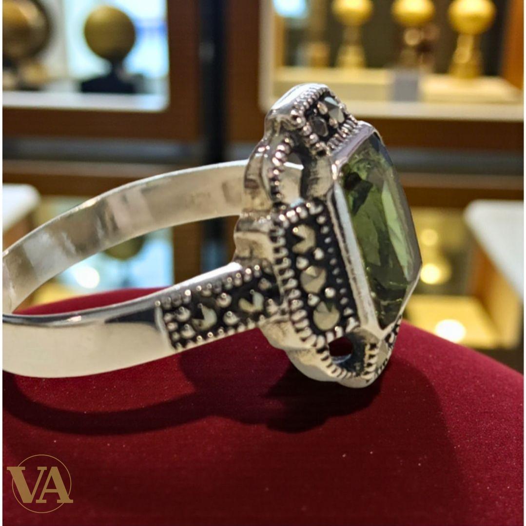 Bague femme argent 925 marcassites – Sultanite rectangulaire