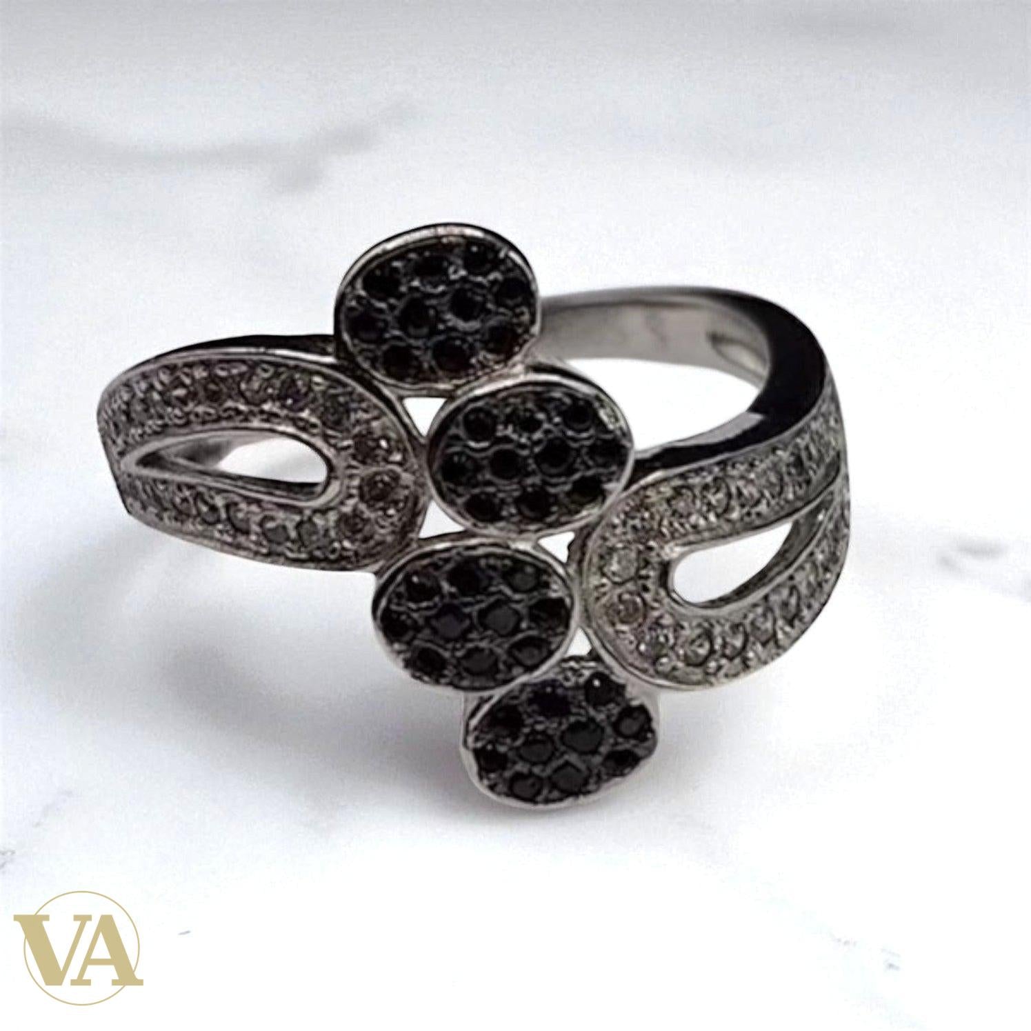Bague argent 925 pavée noire – ajourée