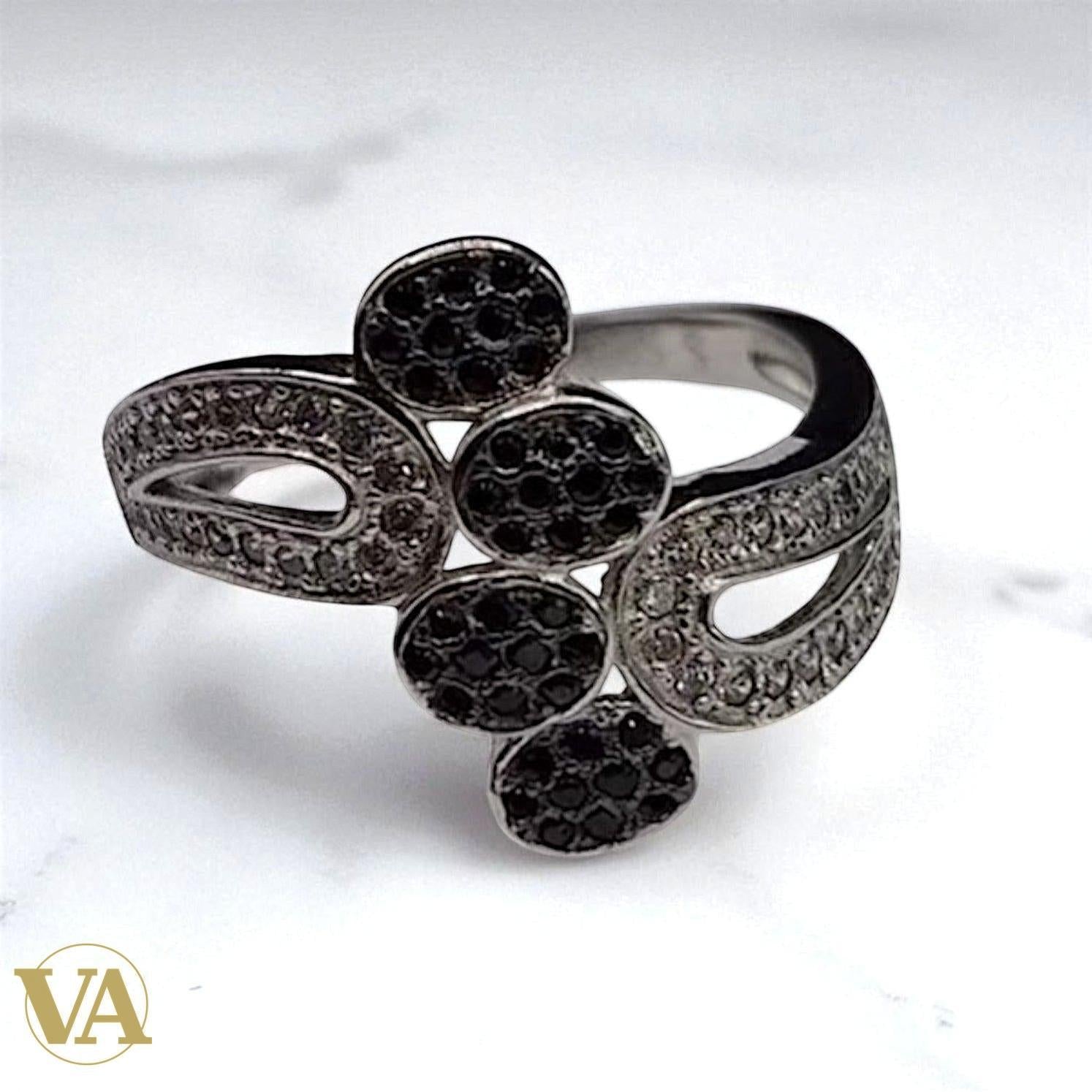 Bague argent 925 pavée noire – ajourée
