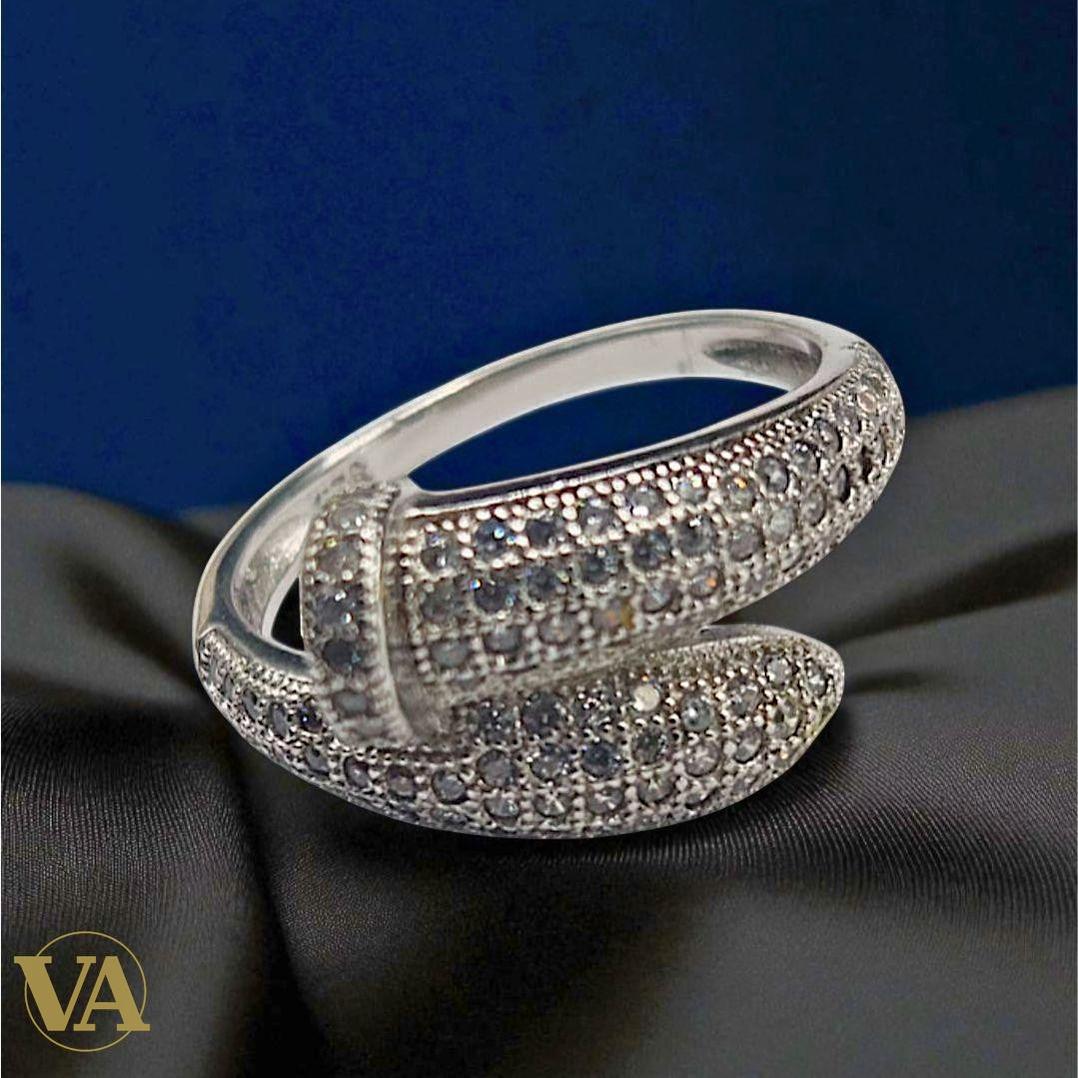 Bague Argent 925 Femme – Pavage d’Oxydes Blancs