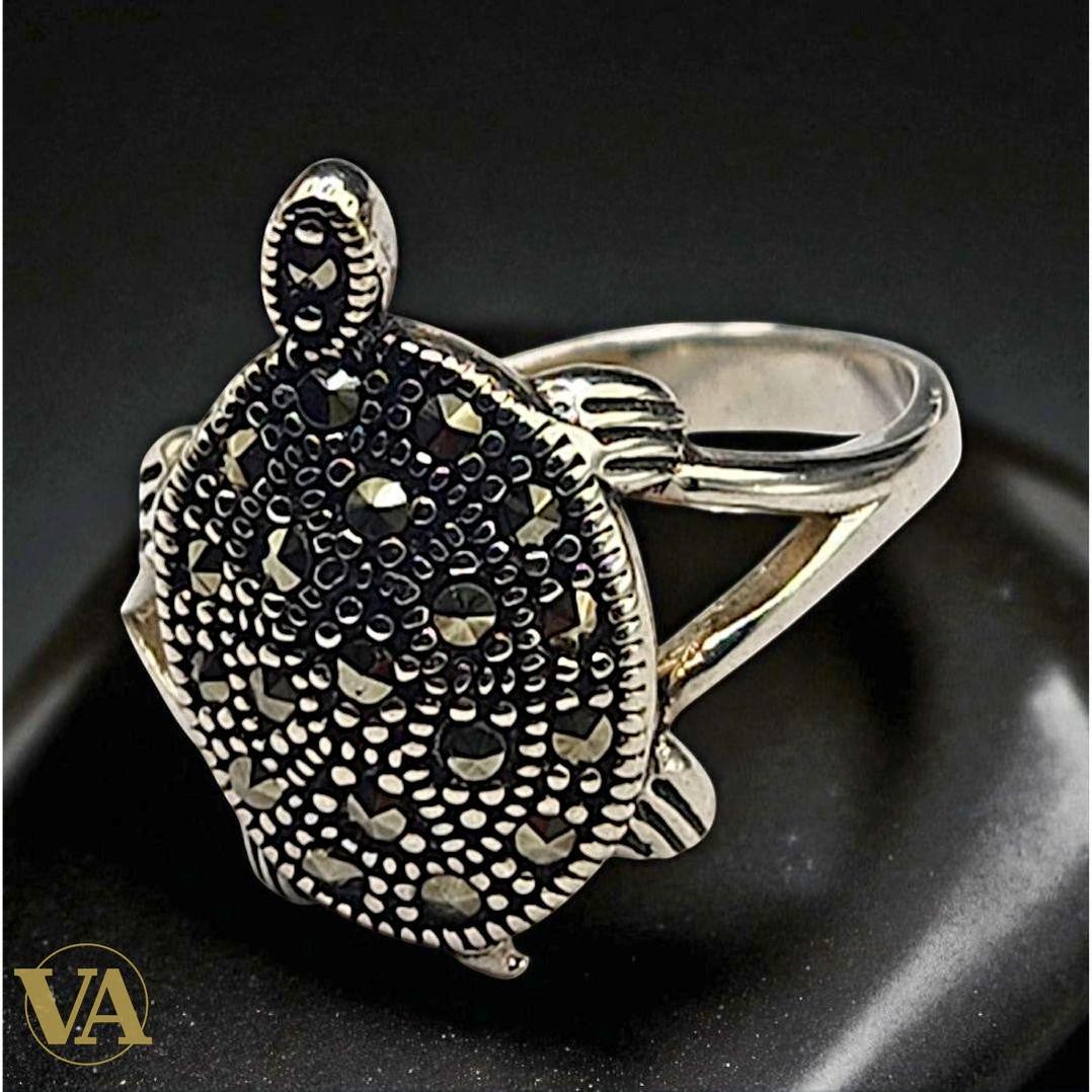Bague argent 925 tortue femme – Marcassites scintillantes