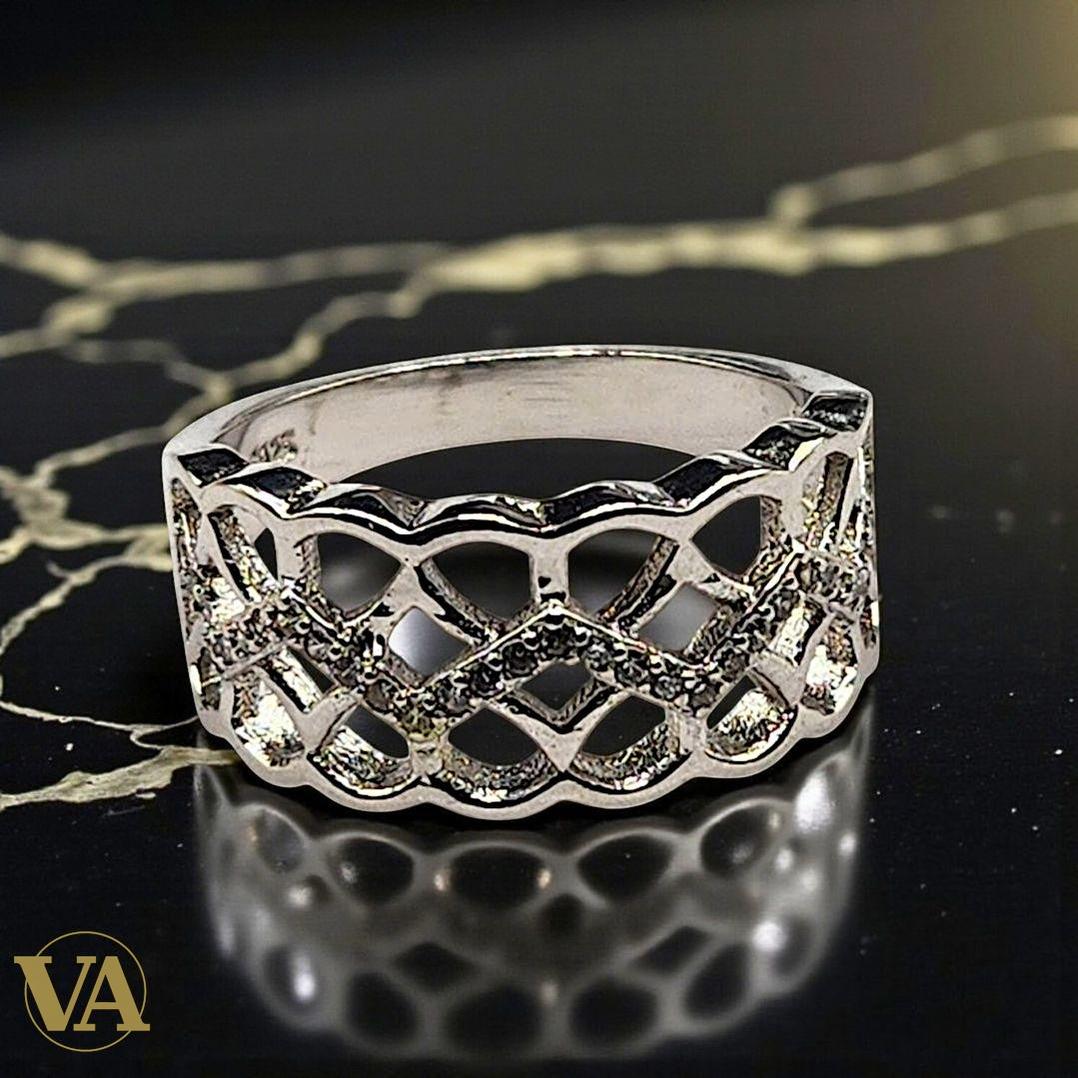 Bague femme Ajourée Argent 925 – Motif géométrique & Marcassites