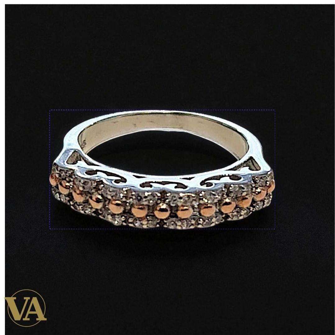 Anneau Femme Argent 925 Marcassite & rosé