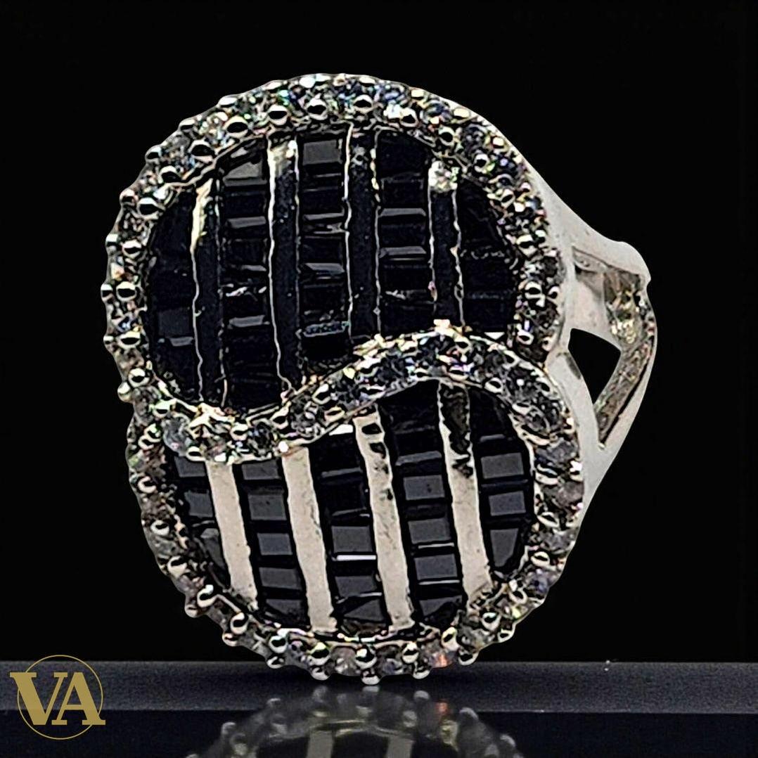 Bague Femme Argent 925 – Design Infini Onyx Noir & Zircons