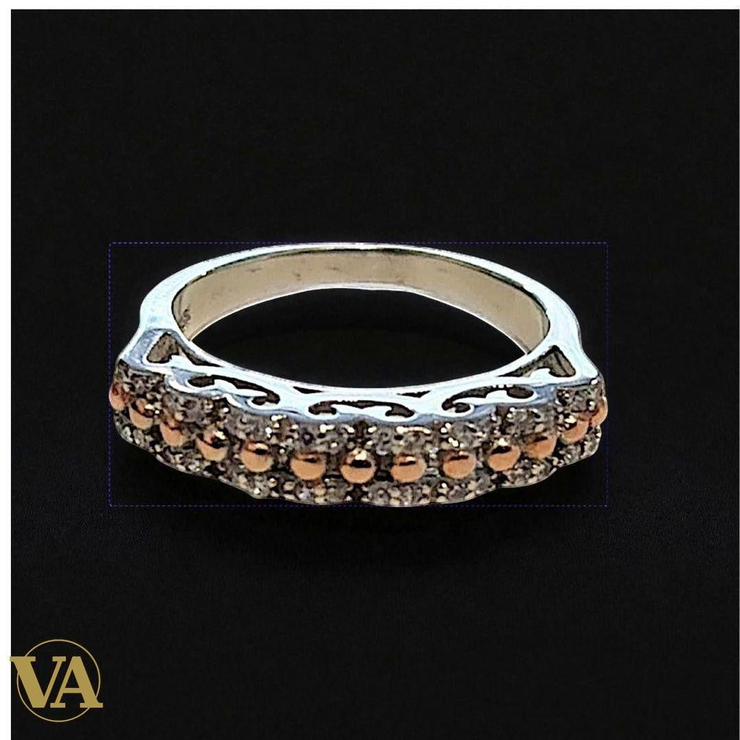 Anneau Femme Argent 925 Marcassite & rosé | Bijoux Vindicta