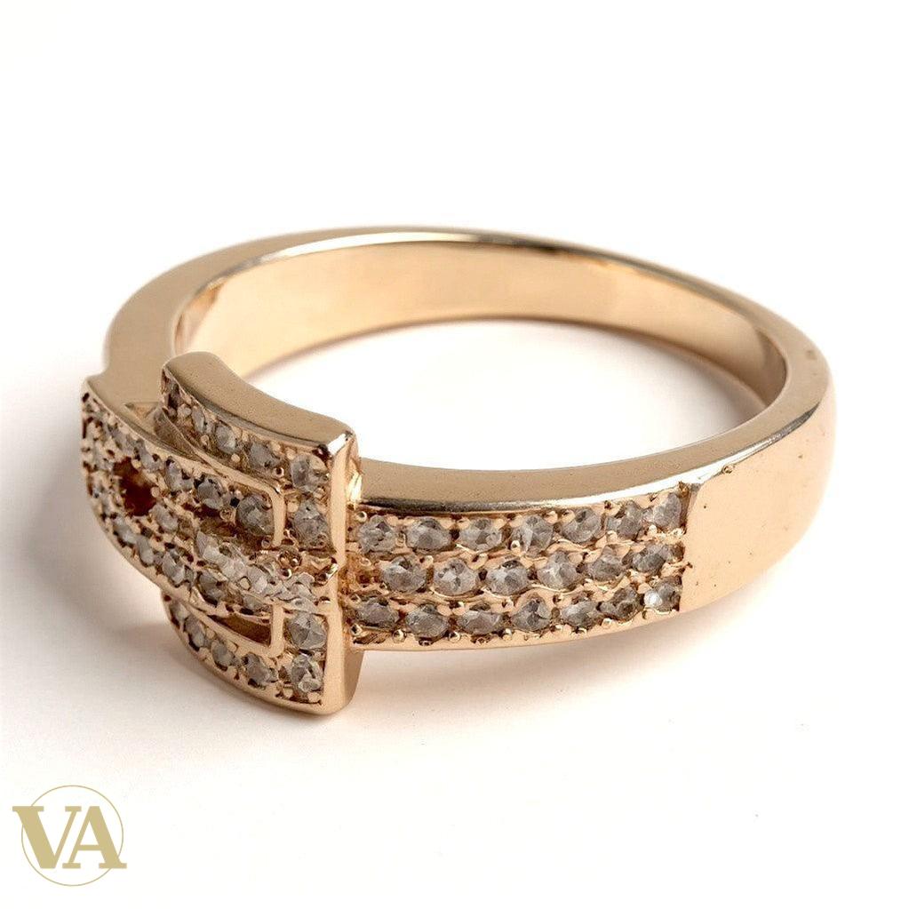 Bague argent 925 rosée – motif boucle pavée