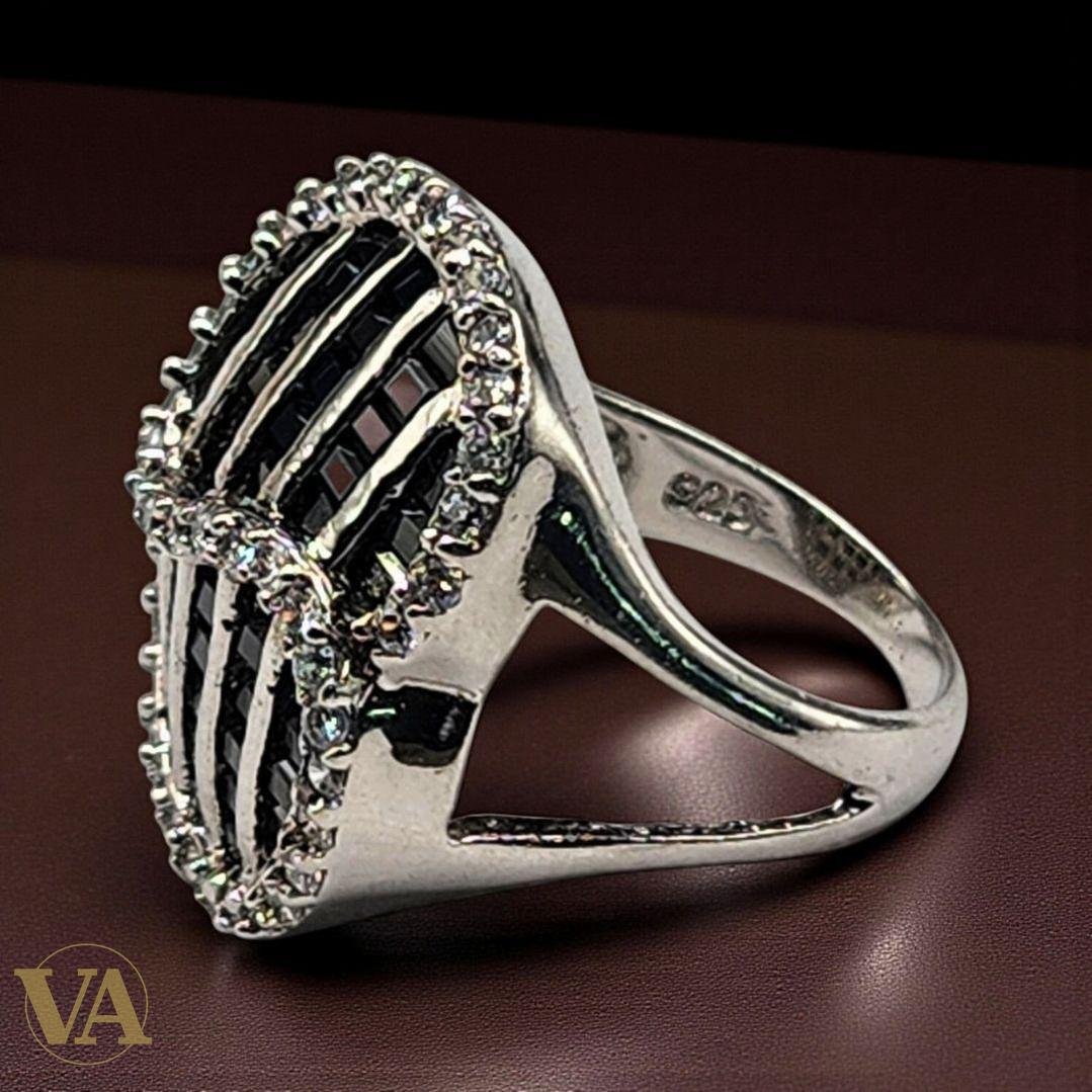 Bague Femme Argent 925 – Design Infini Onyx Noir & Zircons