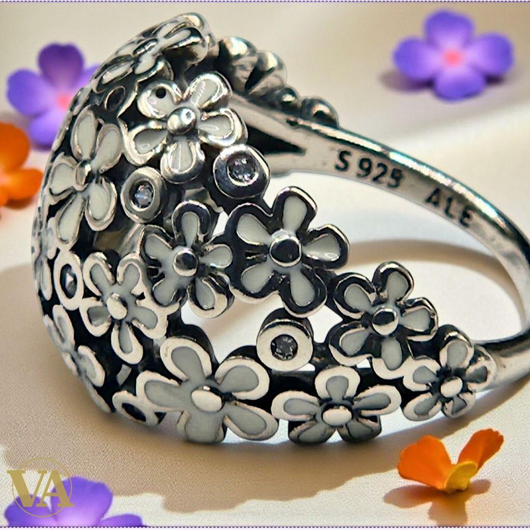 Bague femme argent 925 – Motif floral ajouré et zirconiums – Élégance romantique | Bijoux Vindicta