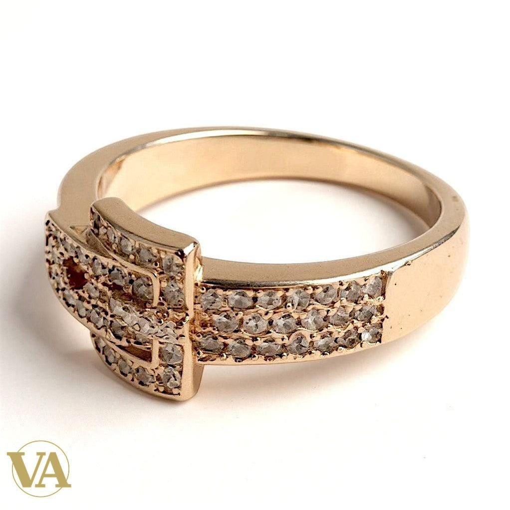 Bague argent 925 rosée – motif boucle pavée