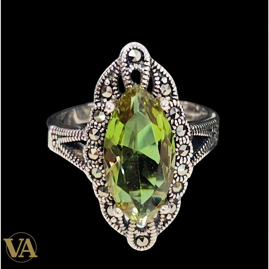 Bague Femme Argent 925 Sultanite & Marcassite