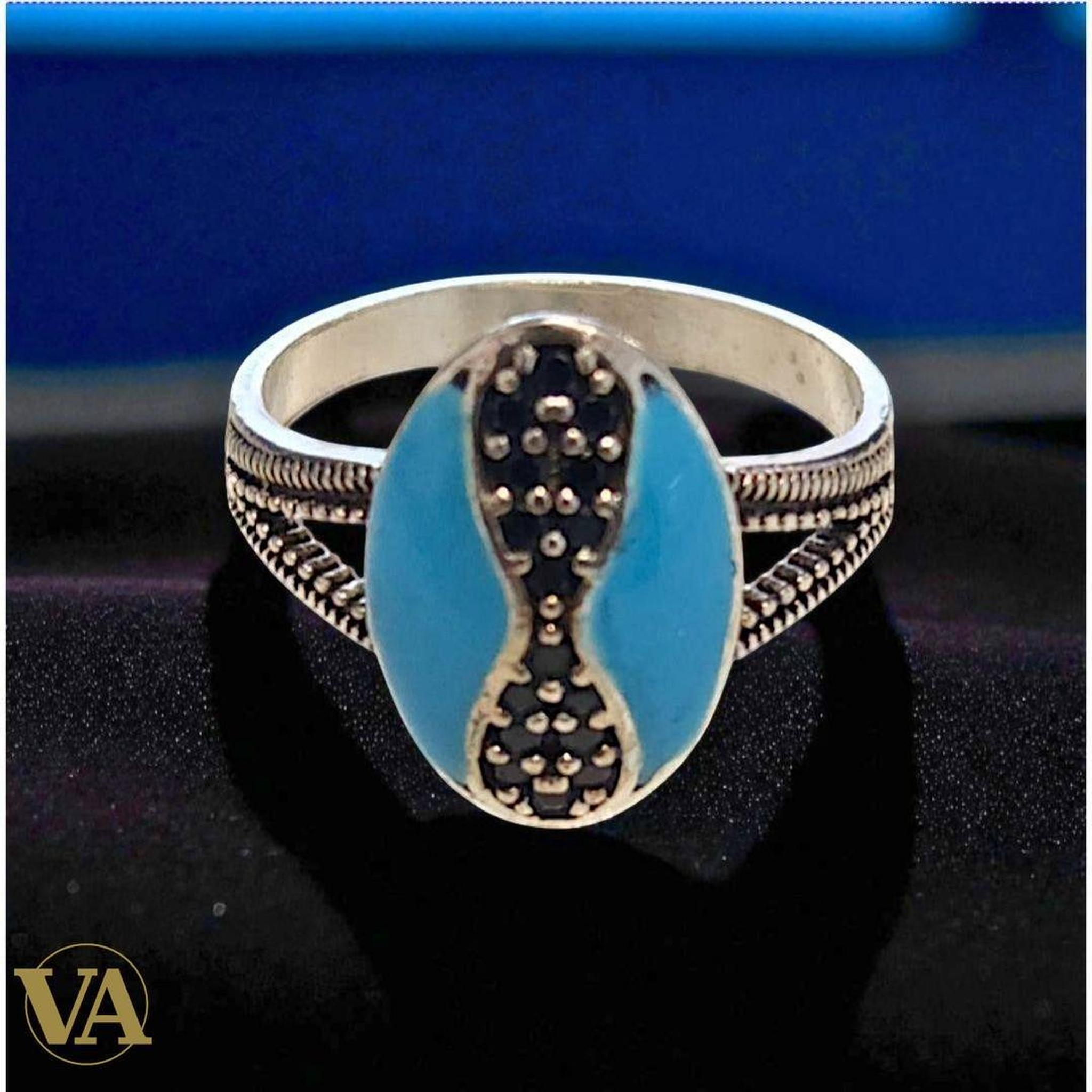 Bague Femme Argent 925 Turquoise & Marcassites - Argent 925 - Vindicta