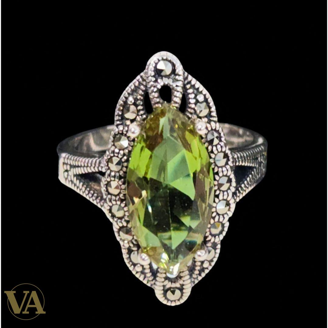 Bague Femme Argent 925 Sultanite & Marcassite