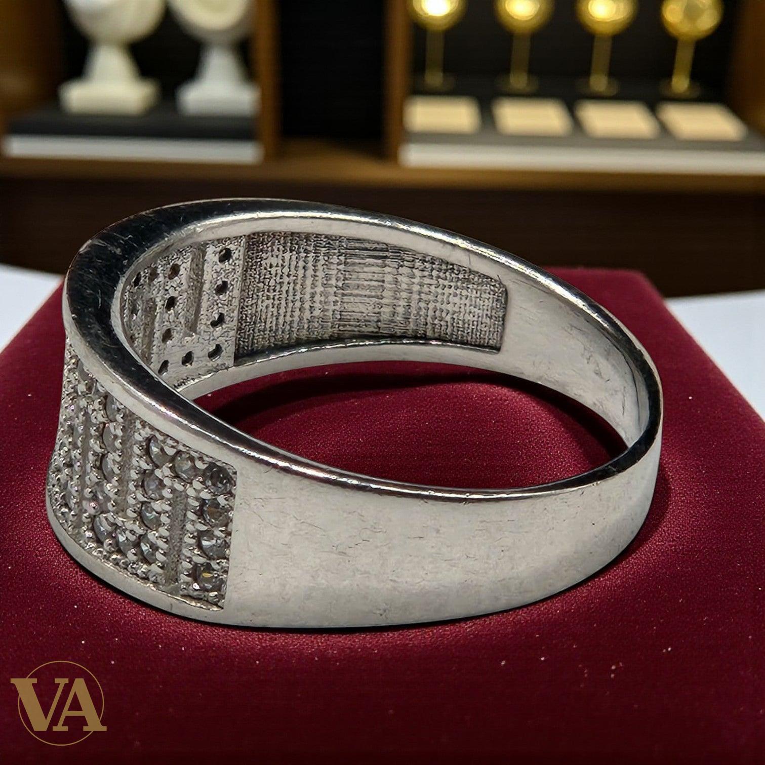 Bague femme argent 925 – Design géométrique serti de marcassites – Élégance contemporaine