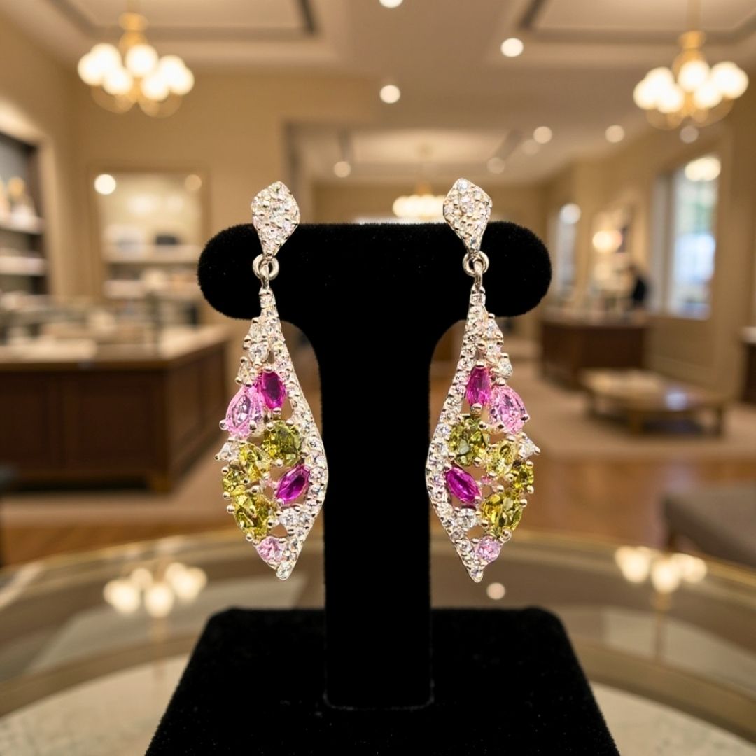 Boucles d’oreilles pendantes en Argent 925 multicolores