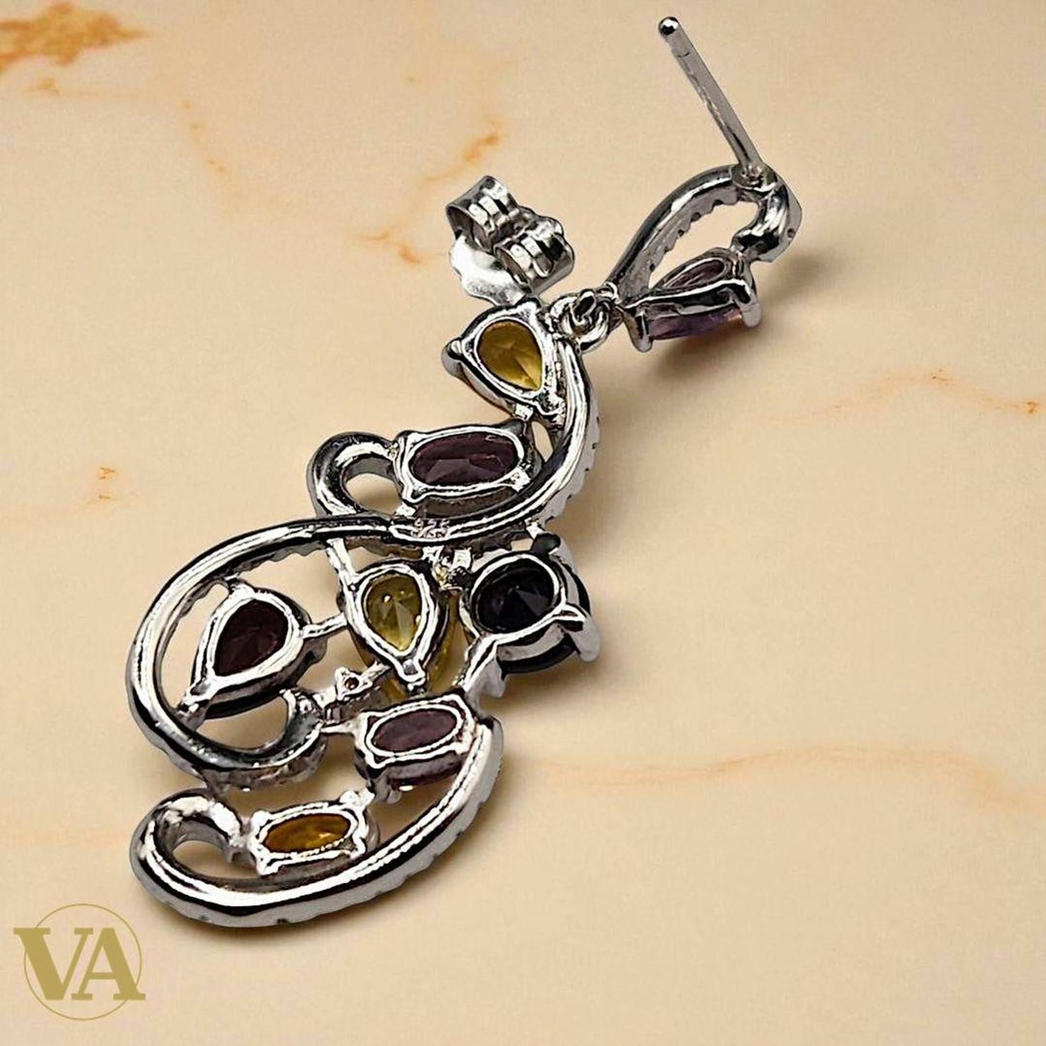 Boucles d’oreilles Femme pendantes multicolores en Argent 925 – Zirconium blanc - Argent 925 - Vindicta