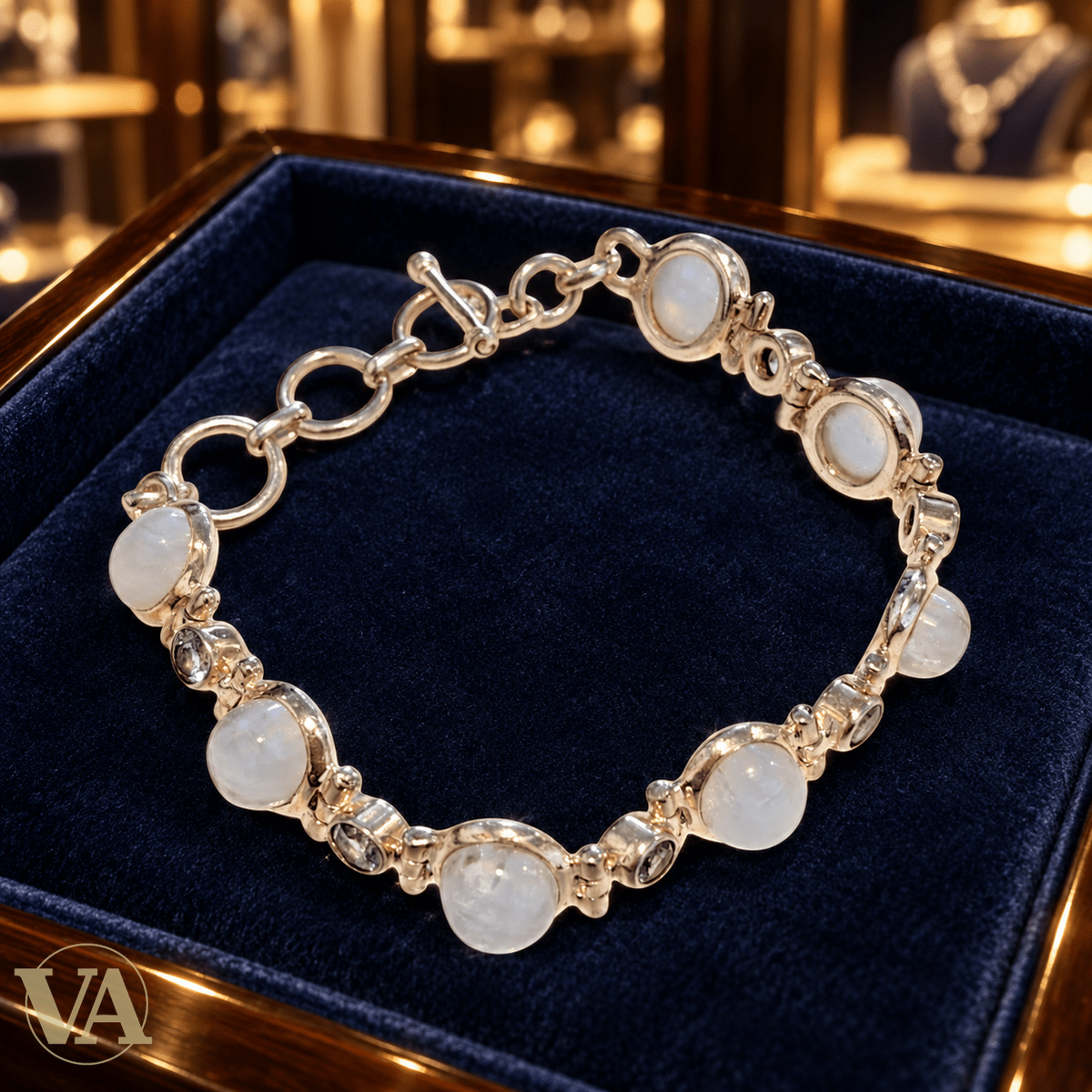 Bracelet Femme Argent 925 Pierre de Lune & Cristaux Vintage - Argent 925 - Vindicta