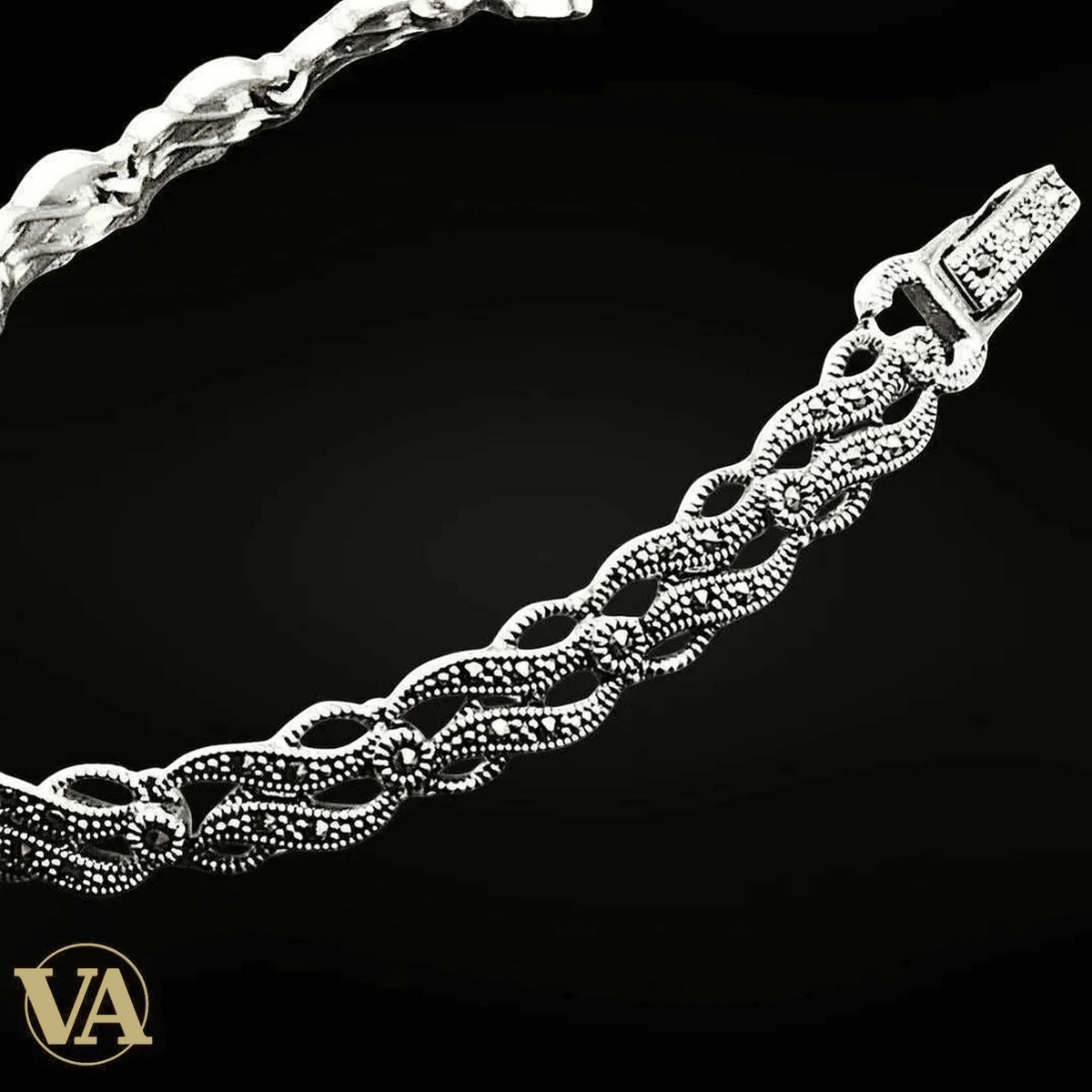 Bracelet Femme Argent 925 – Marcassite Vintage et Fermoir Cliquet - Argent 925 - Vindicta
