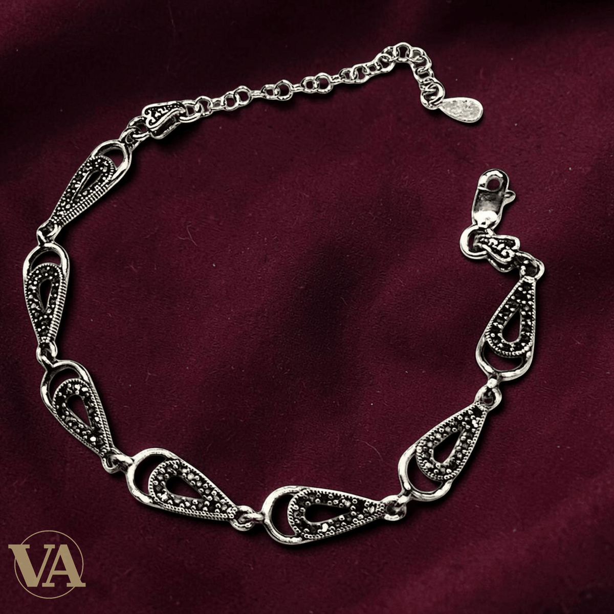 Bracelet Femme Argent 925 – Marcassite et Maillons Goutte - Argent 925 - Vindicta