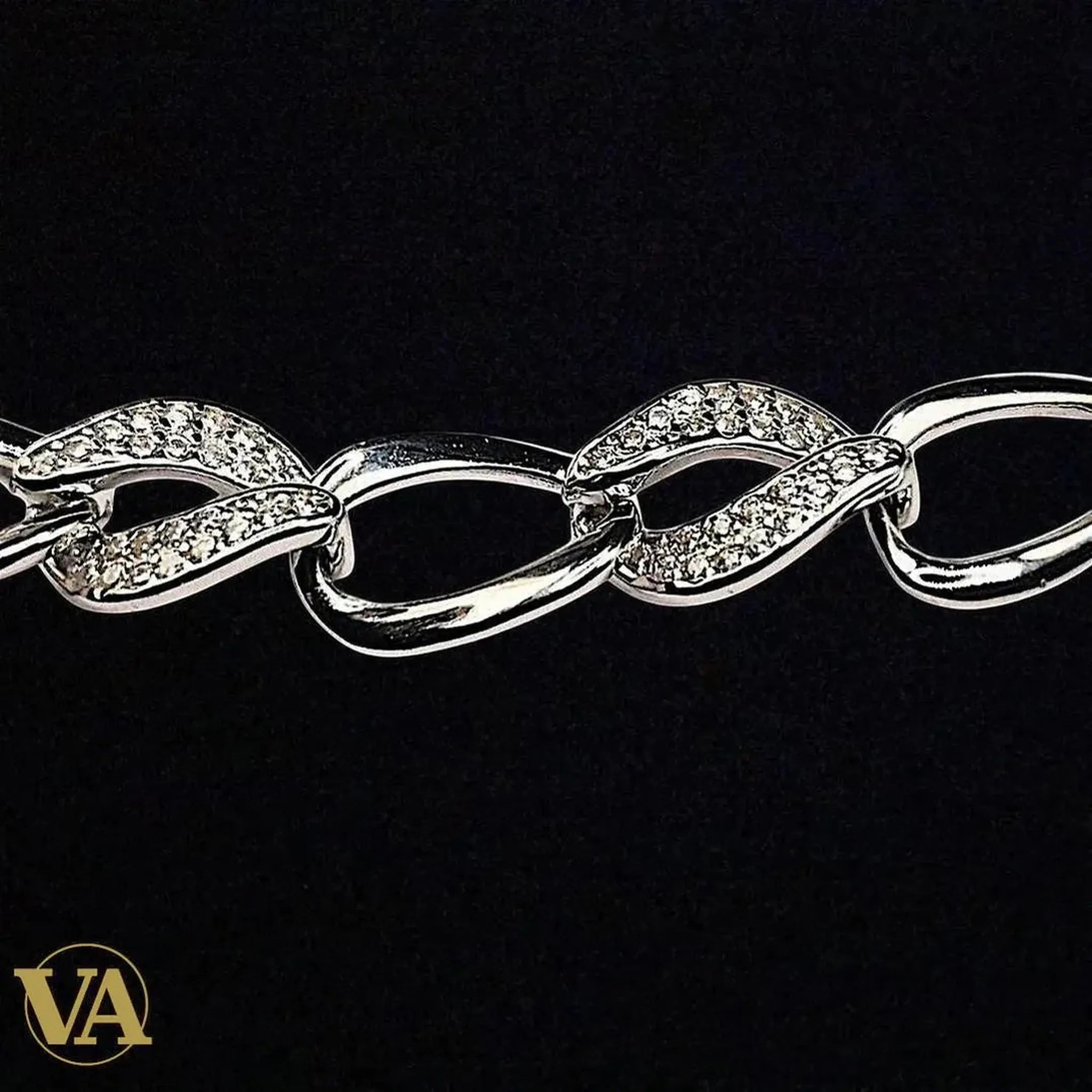 Bracelet Femme en argent 925 – Maillons torsadés pavés de zirconiums | Bijoux Vindicta