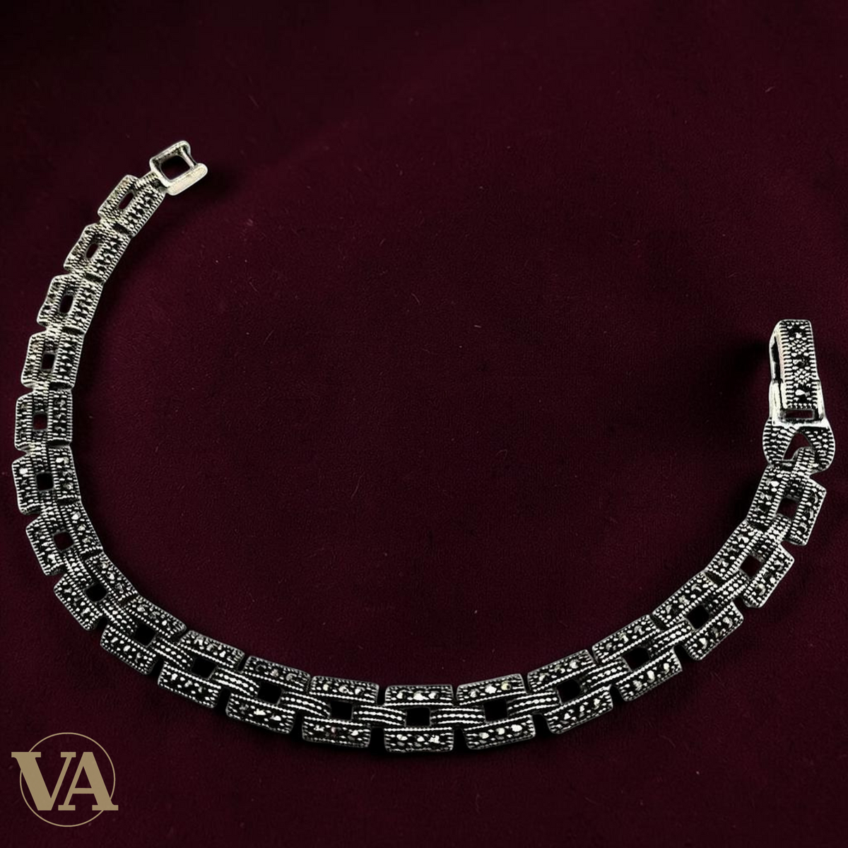 Bracelet Femme argent 925 & marcassite – Maillons rectangulaires