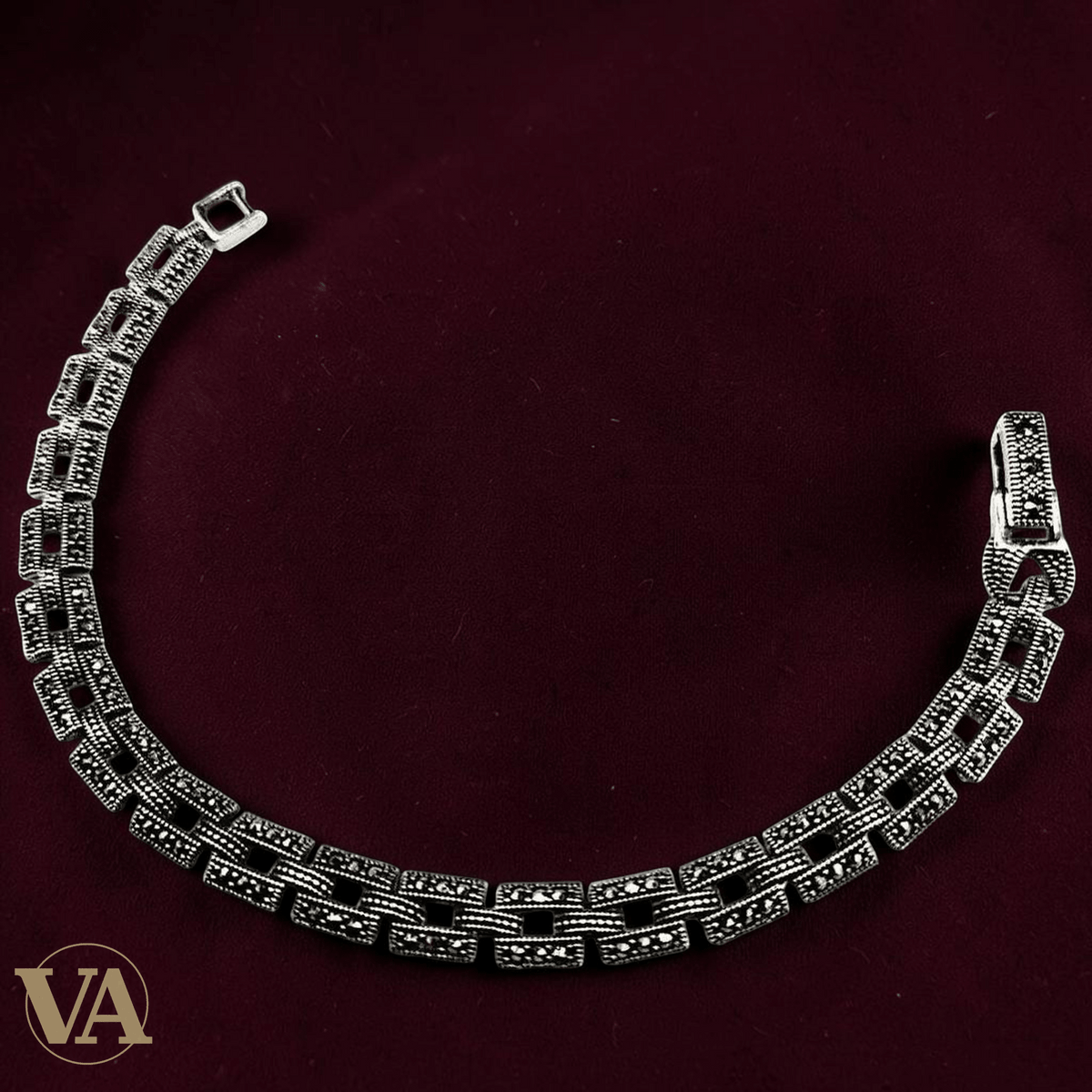 Bracelet Femme Argent 925 – Marcassite et Maillons Rectangulaires - Argent 925 - Vindicta