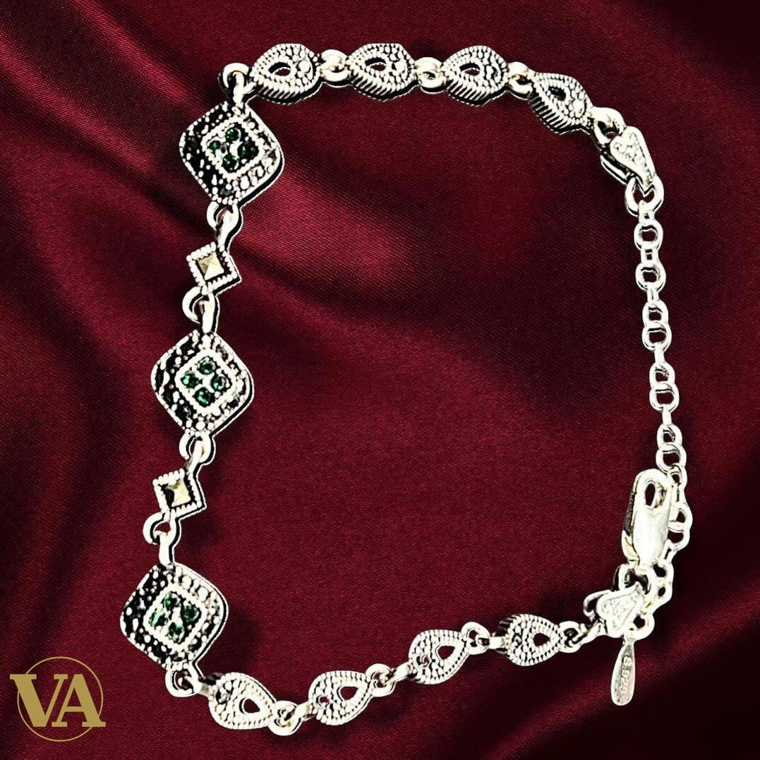 Bracelet femme en argent 925 avec marcassite | Bijoux Vindicta