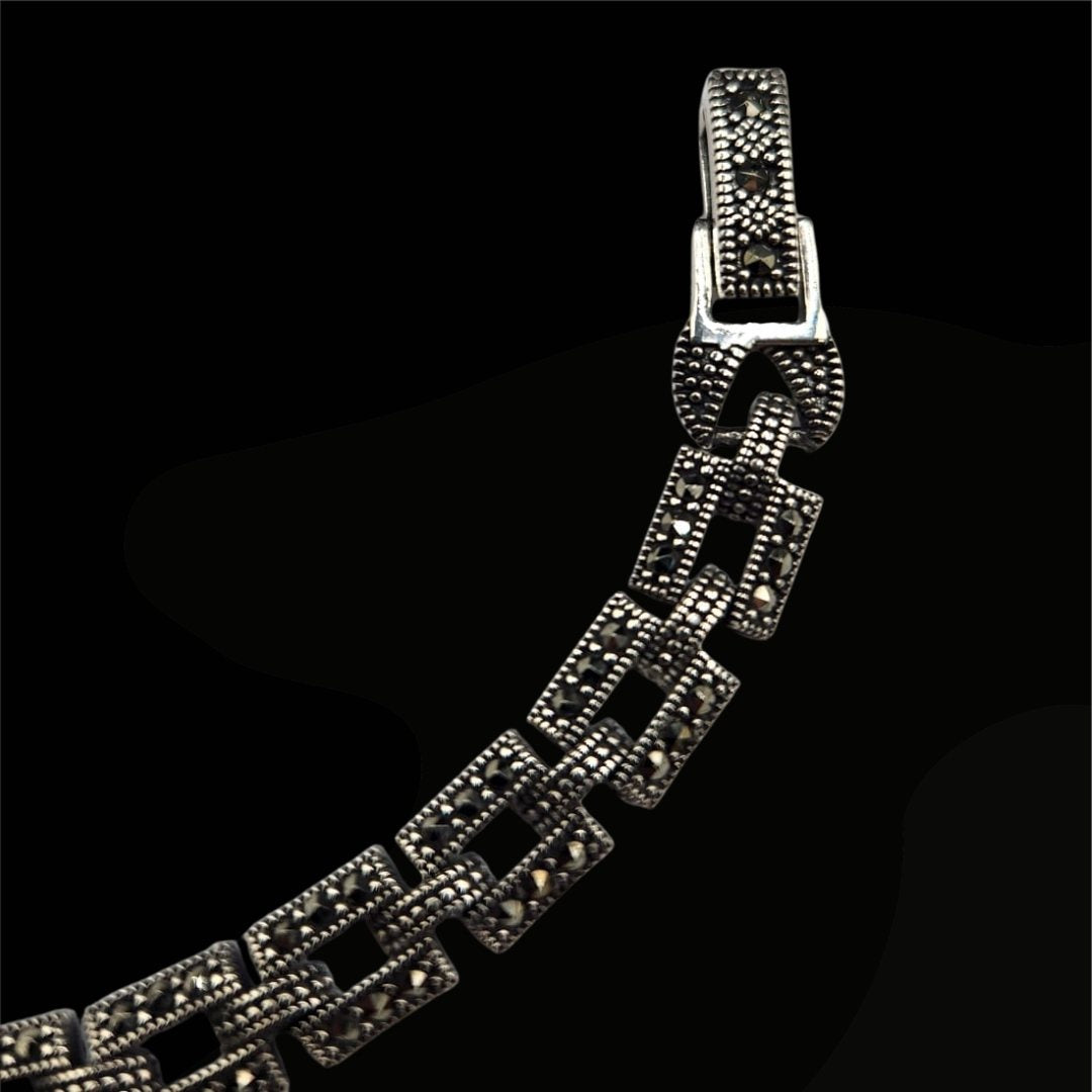 Bracelet argent 925 & marcassite – Maillons rectangulaires