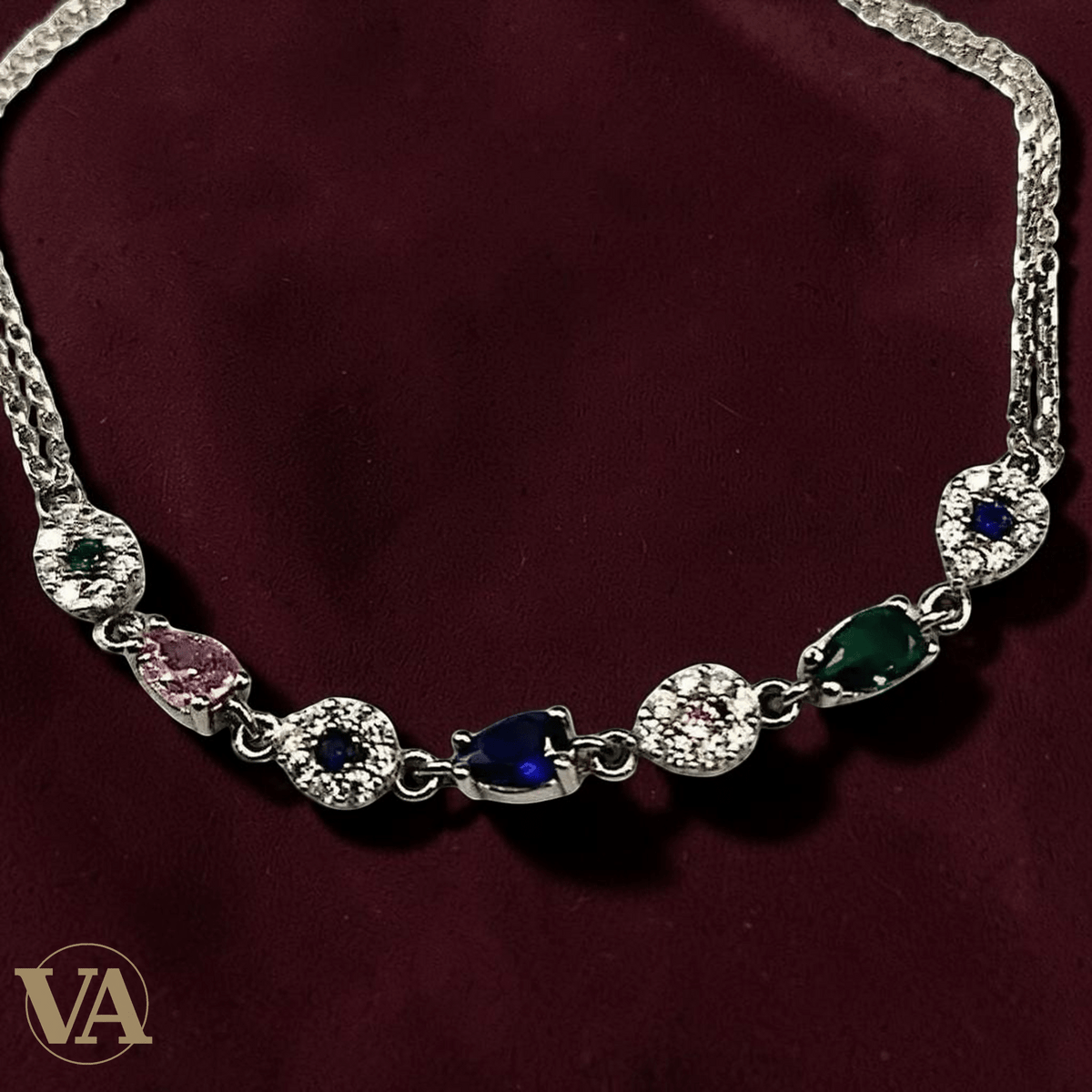 Bracelet Femme Argent 925 avec Strass Multicolores – 17+5 cm - Argent 925 - Vindicta