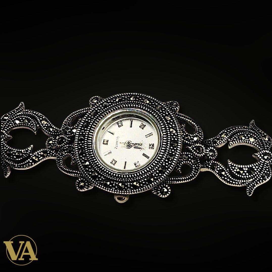 Bracelet-Montre Femme Argent 925 & Marcassite – Design Raffiné | Bijoux Vindicta
