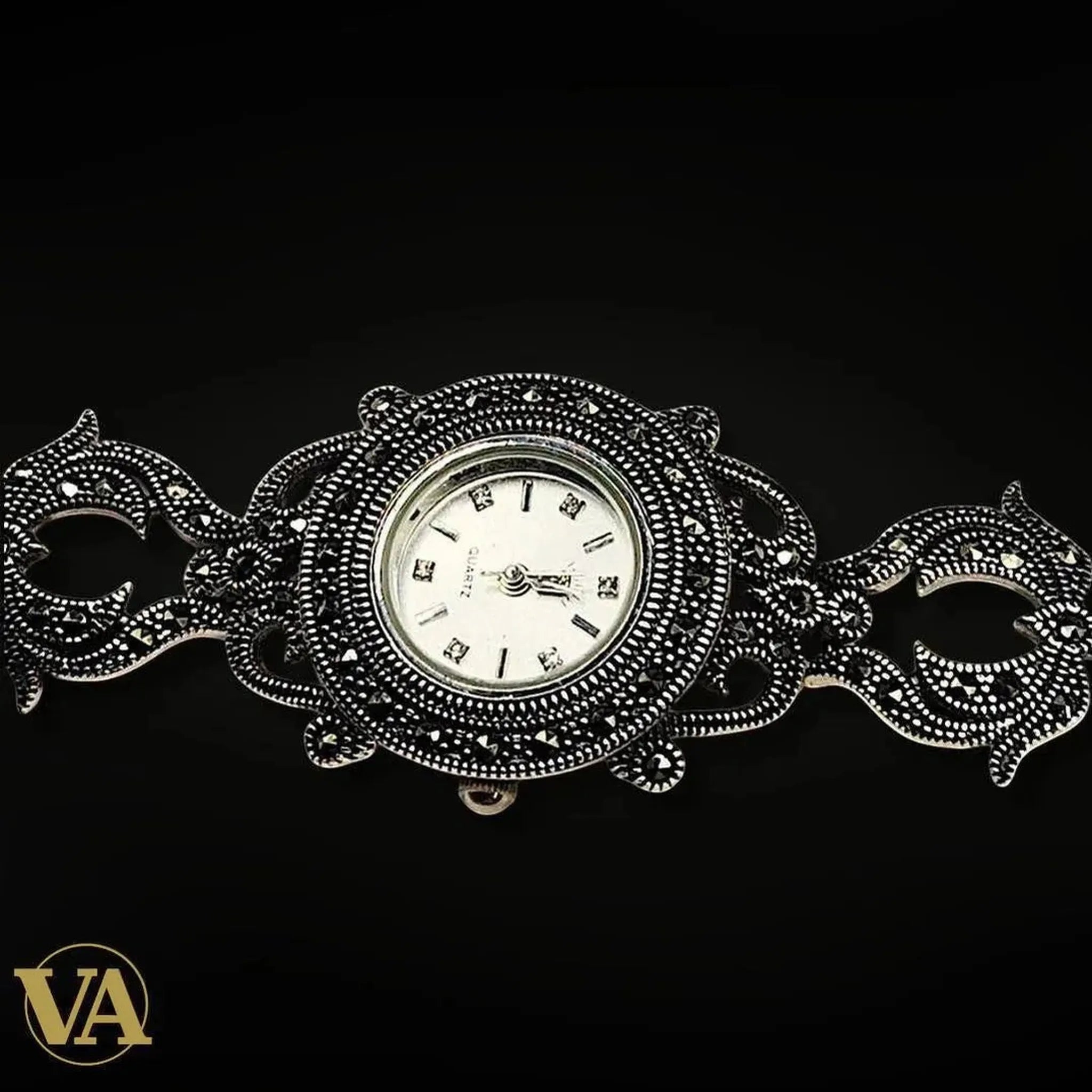 Bracelet-Montre Femme Argent 925 & Marcassite – Design Raffiné - Argent 925 - Vindicta