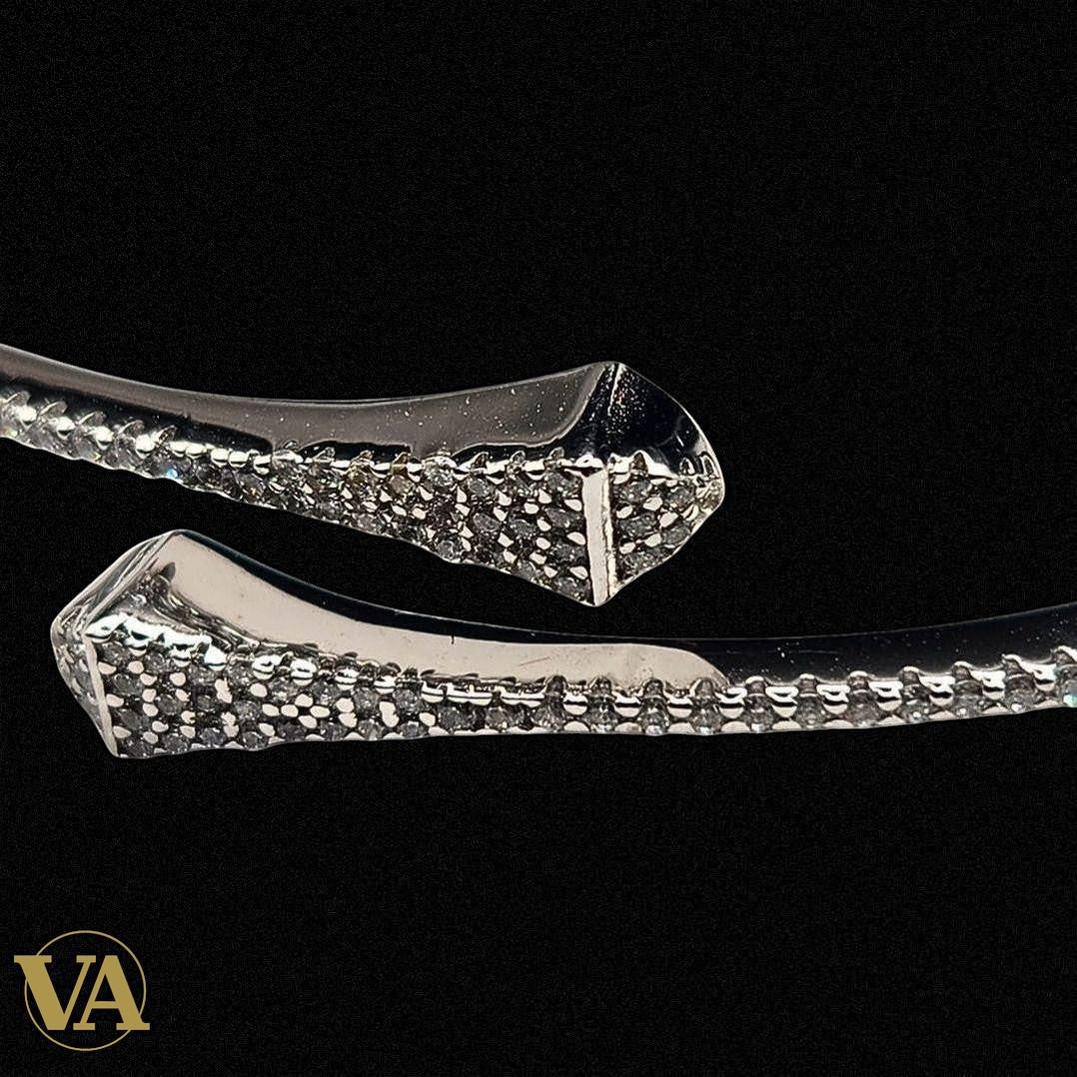 Bracelet Femme Jonc Ouvert Pavé Zircons – Argent 925 | Bijoux Vindicta