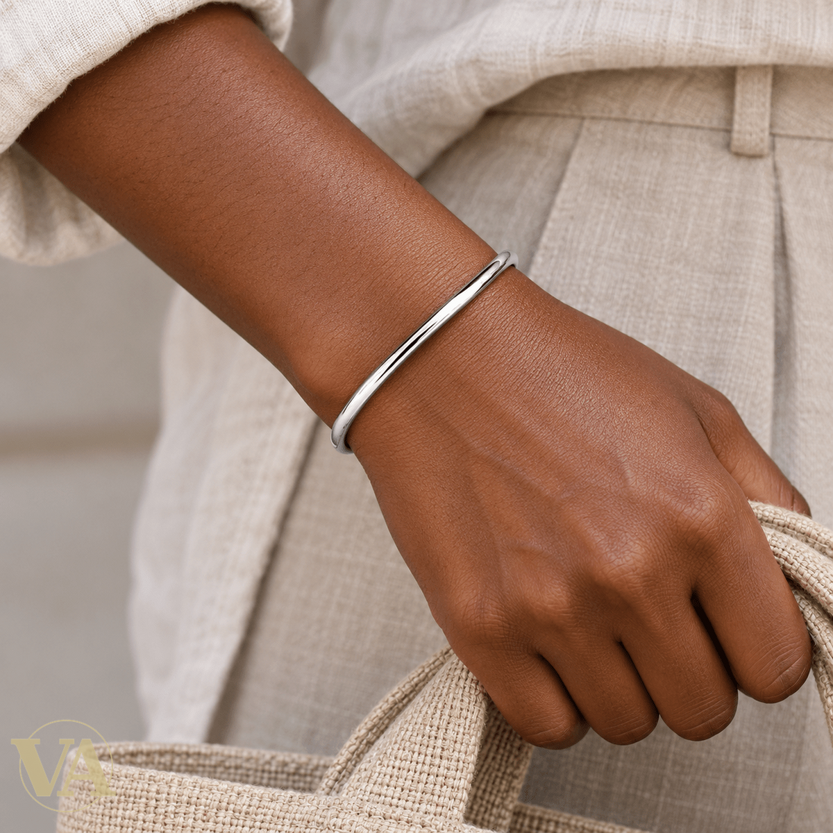 Jonc Femme Argent 925 Rhodié — Hendrix Ligne Polie - Argent 925 - Vindicta