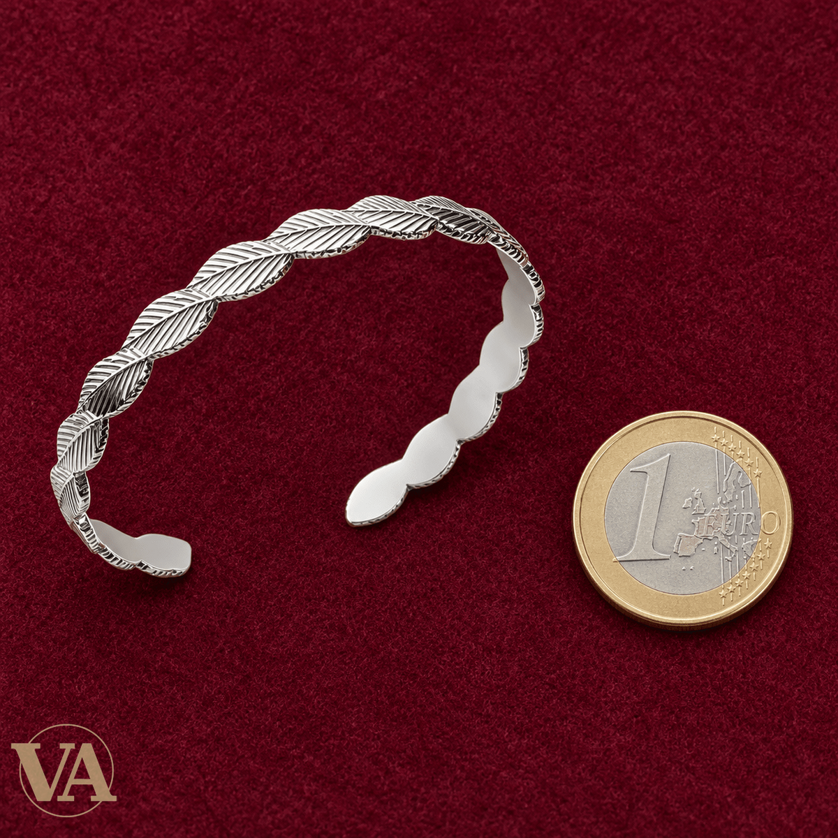 Jonc Femme Argent 925 Rhodié — Feuilles Nervurées - Argent 925 - Vindicta