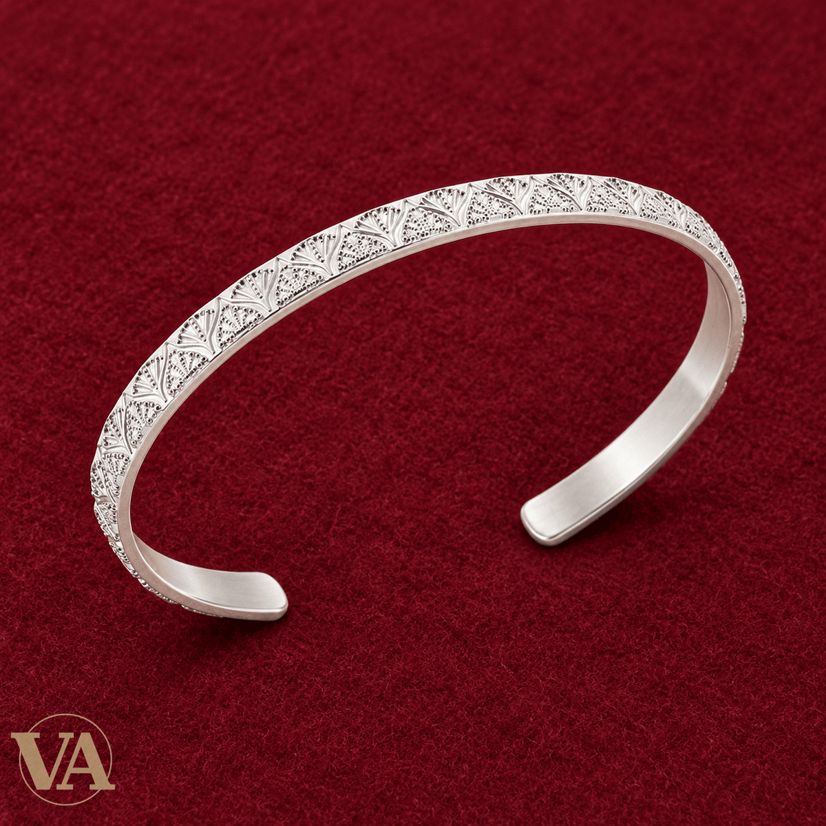 Jonc Femme Argent 925 Rhodié — Losanges Gravés - Argent 925 - Vindicta