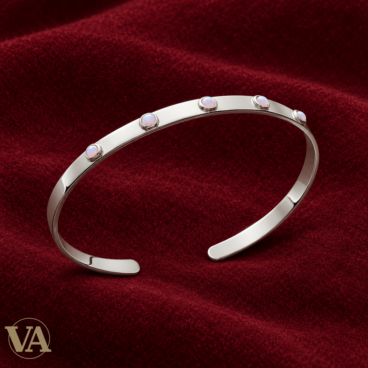 Jonc Femme Argent 925 Rhodié — Pierres Roses en Délicatesse - Argent 925 - Vindicta
