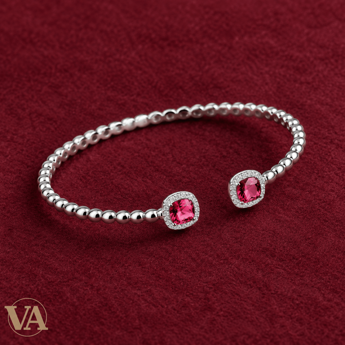 Jonc Femme Argent 925 Rhodié — Duo Rose et Zirconiums - Argent 925 - Vindicta